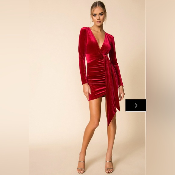 Superdown Revolve Jaylin Ruched Mini Dress in Red - Picture 3 of 7